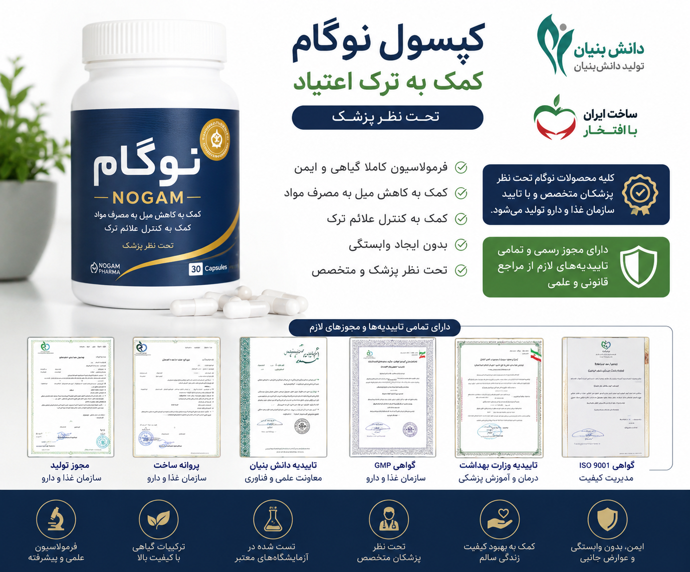 کپسول ترک اعتیادگیاهی نوگام برای روزی3تا۴گرم تریاک شیره